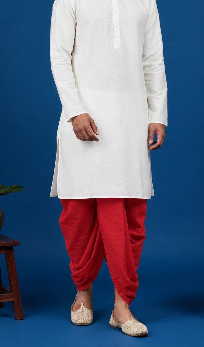 Men's Red Cotton Dhoti