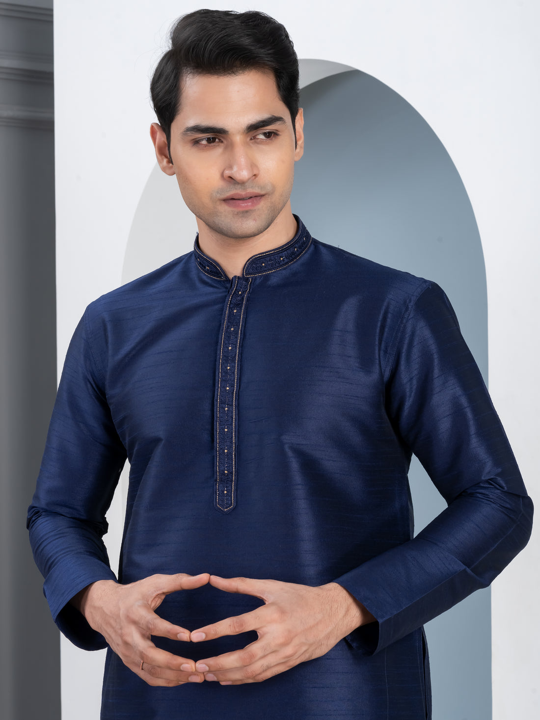 Men Woven Design Festive Straight Kurta With Pyjama Set
