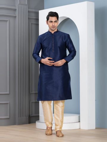 Men Woven Design Festive Straight Kurta With Pyjama Set