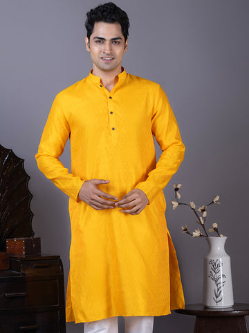 Men Mandarin Collar Jacquard Kurta with Pyjama