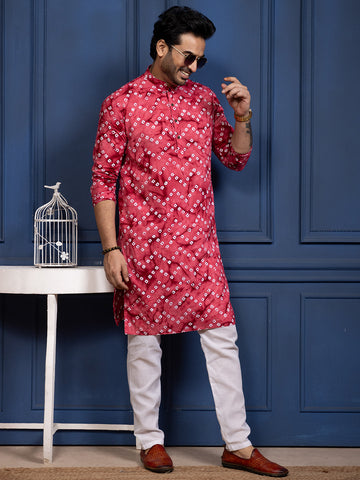 Men Bandhani Printed Kurta With Pyjama Set