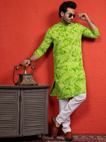 Men Bandhani Printed Kurta With Pyjama Set