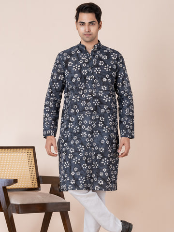Men Abstract Printed Kurta With Pyjama Set