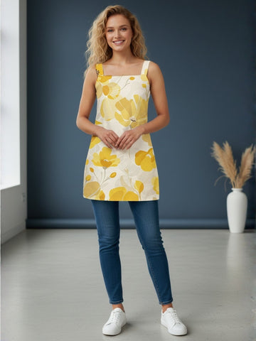 [DFMSL-MGSP] Women Yellow Printed Cotton Sleeveless Top
