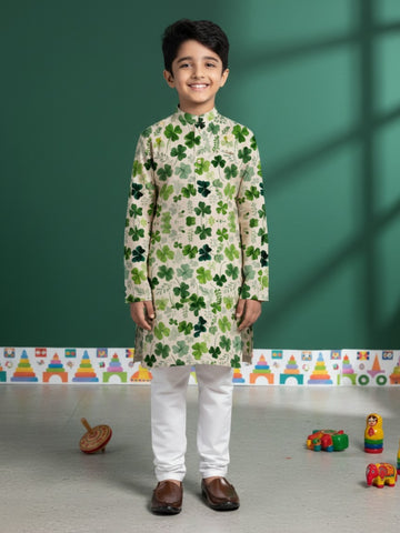 [DBKS-MGAO] Boy's Multi Colour Ethnic motifs Printed cotton kurta Set