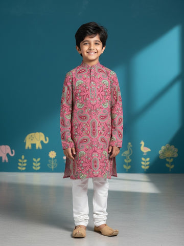 [DBKS-MGAO] Boy's Multi Colour Ethnic motifs Printed cotton kurta Set