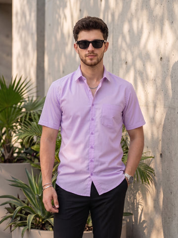 [DS-MG] Men's Purple Solid Cotton Shirt