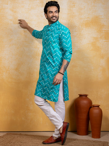 Men Bandhani Printed Kurta With Pyjama Set