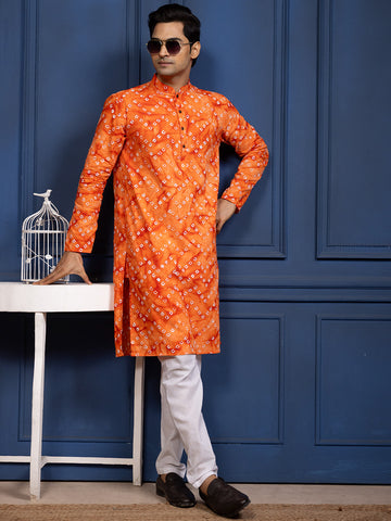 Men Bandhani Printed Kurta With Pyjama Set