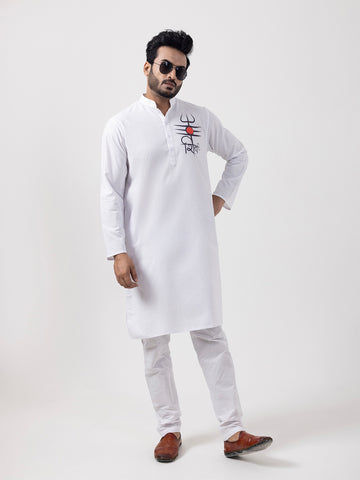 Men Ethnic Motifs Printed Mandarin Collar Cotton Kurta Pyjama Set