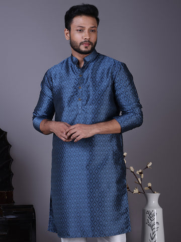 Men Woven Design Festive Straight Kurta with Pyjama