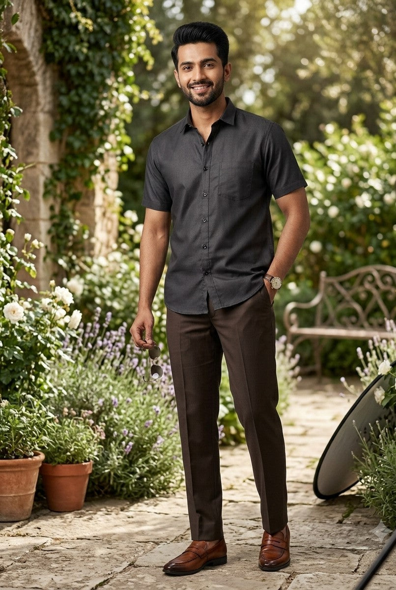Men's Black Cotton Shirt – Solid