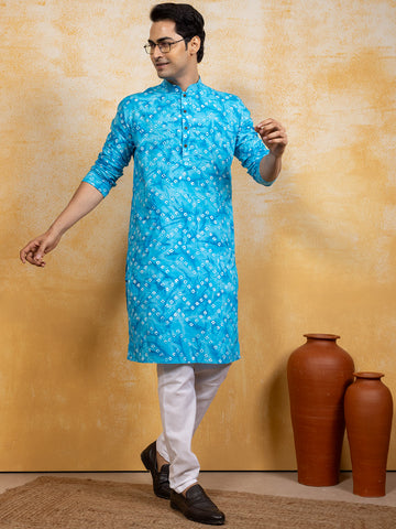 Men Bandhani Printed Kurta With Pyjama Set
