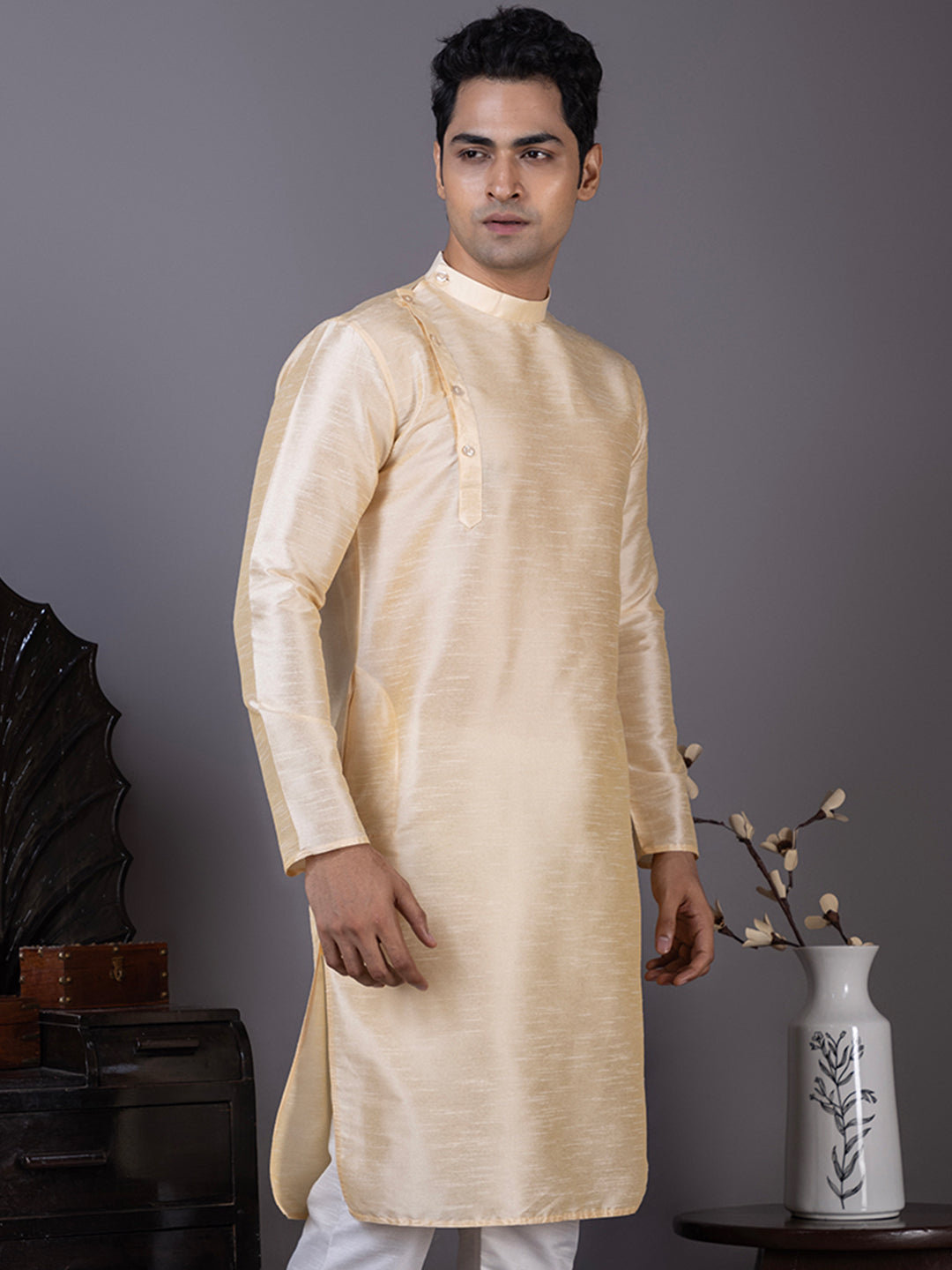Men Mandarin Collar Kurta With Pyjama Set