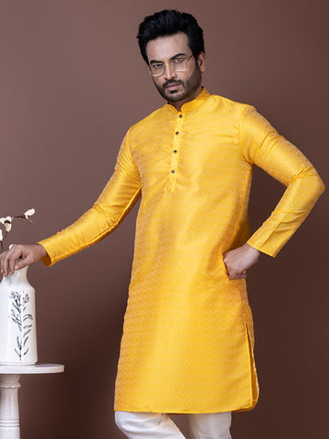 Men Woven Design Festive Straight Kurta with Pyjama