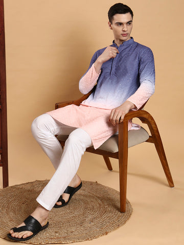 [OBE] Men's Ombre Thread Work Cotton Kurta Set