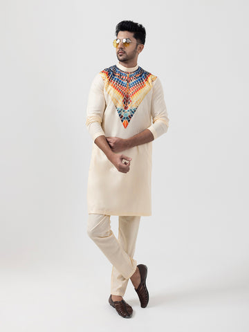 Men Ethnic Motifs Printed Cotton Straight Kurta With Pyjama Set