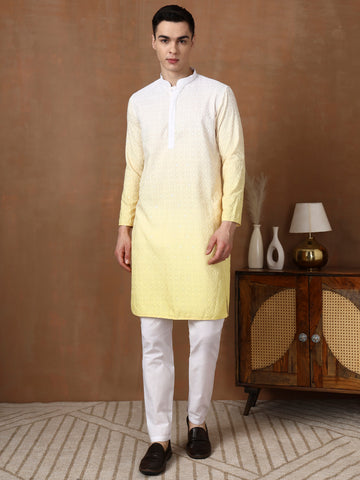 [OBE] Men's Ombre Thread Work Cotton Kurta Set