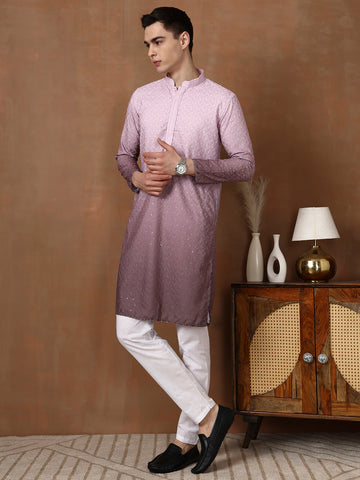 [OBE] Men's Ombre Thread Work Cotton Kurta Set