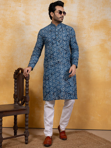 Men Abstract Printed Kurta With Pyjama Set