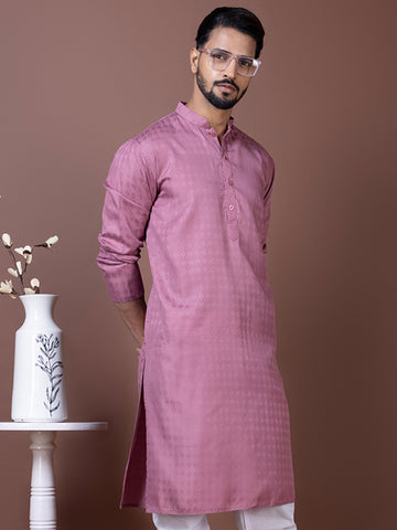[SH] Men's Mauve Self Design Cotton Kurta Set
