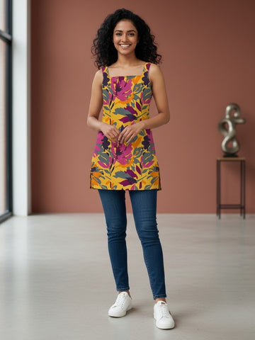 [DFMSL-MGSP] Women Multi Color Printed Cotton Sleeveless Top