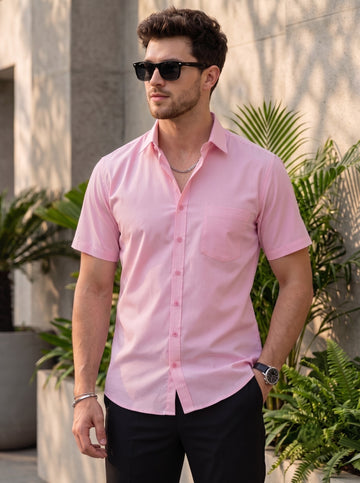 [DS-MG] Men's Pink Solid Cotton Shirt
