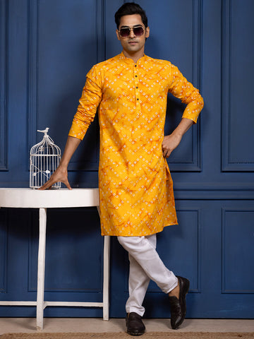 Men Bandhani Printed Kurta With Pyjama Set