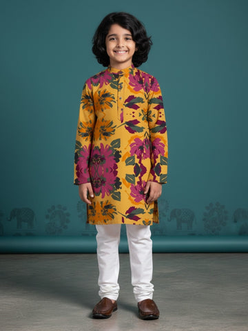 [DBKS-MGAO] Boy's Multi Color Ethnic motifs Printed cotton kurta Set