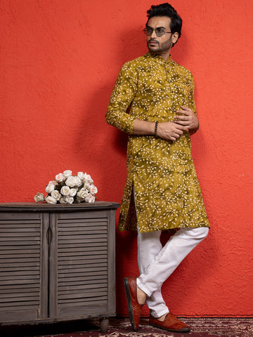 Men Abstract Printed Kurta With Pyjama Set