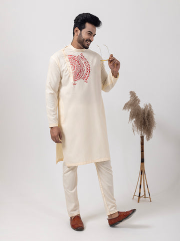 Ethnic Motifs Printed Mandarin Collar Straight Kurta With Pyjama Set