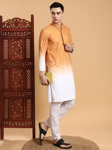 [OBE] Men's Ombre Thread Work Cotton Kurta Set