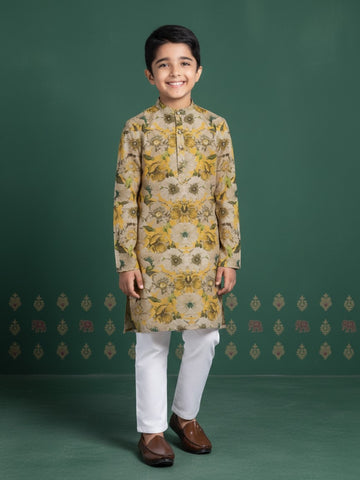 [DBKS-MGAO] Boy's Multi Color Ethnic motifs Printed cotton kurta Set