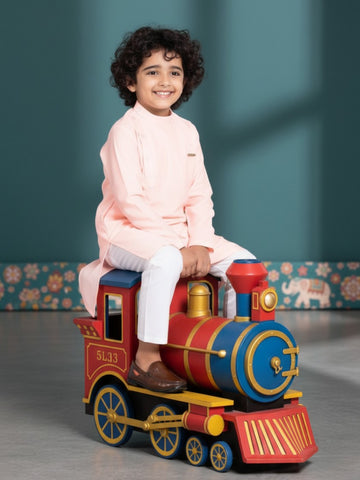 [DBKS-MG] Boy's Pink Solid Side Placket cotton kurta Set