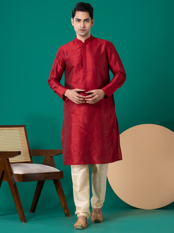 Men Solid Festive Straight Kurta With Pyjama Set