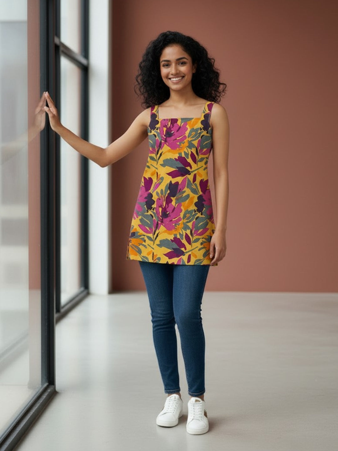 [DFMSL-MGSP] Women Multi Color Printed Cotton Sleeveless Top