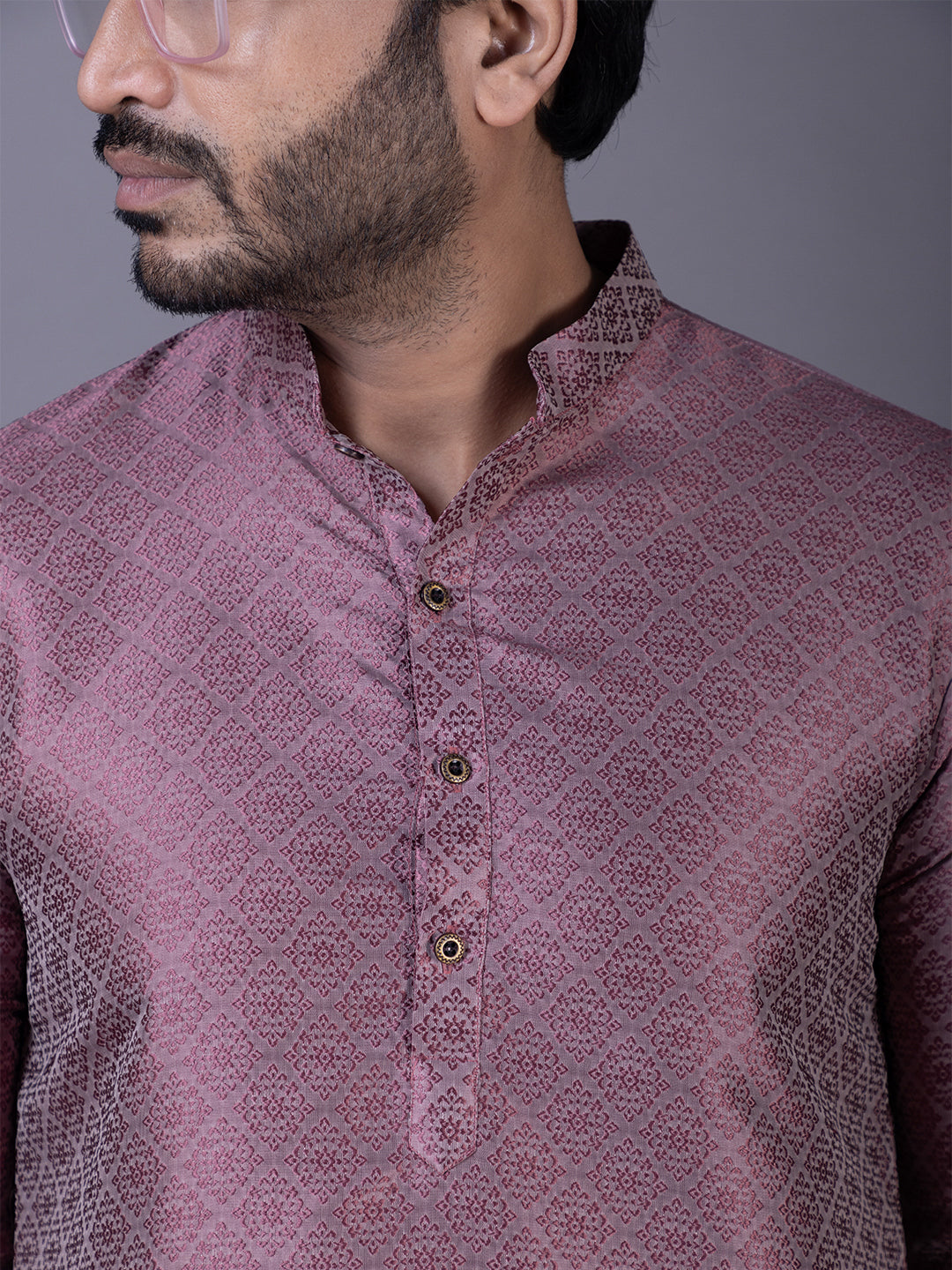 Ethnic Motifs Printed Mandarin Collar Straight Kurta with Pyjama