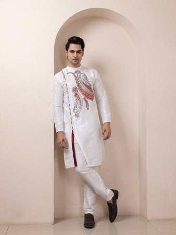 Men Ethnic Motif Printed Angrakha Kurta With Pyjama Set
