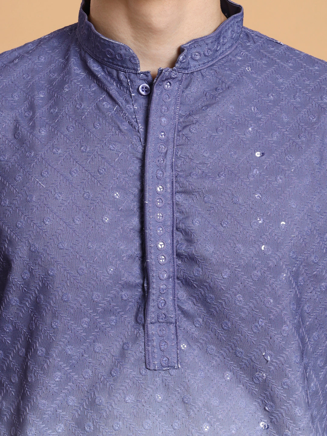 [OBE] Men's Ombre Thread Work Cotton Kurta Set