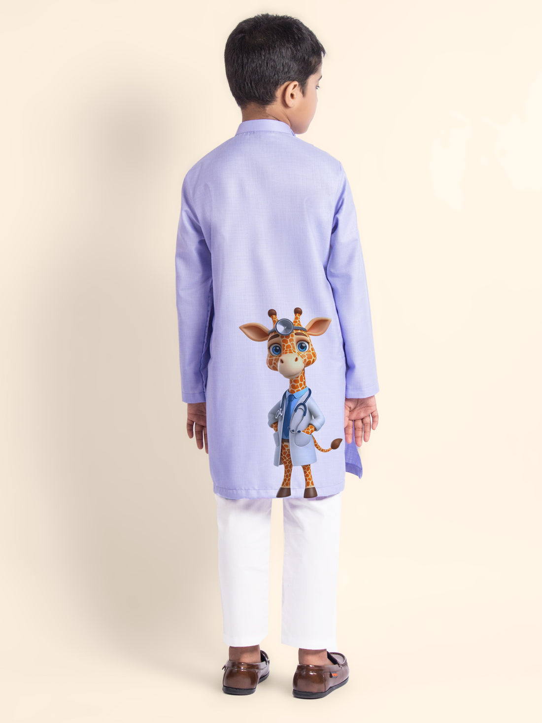 Boys  Purple Printed Kurta With Pyjama