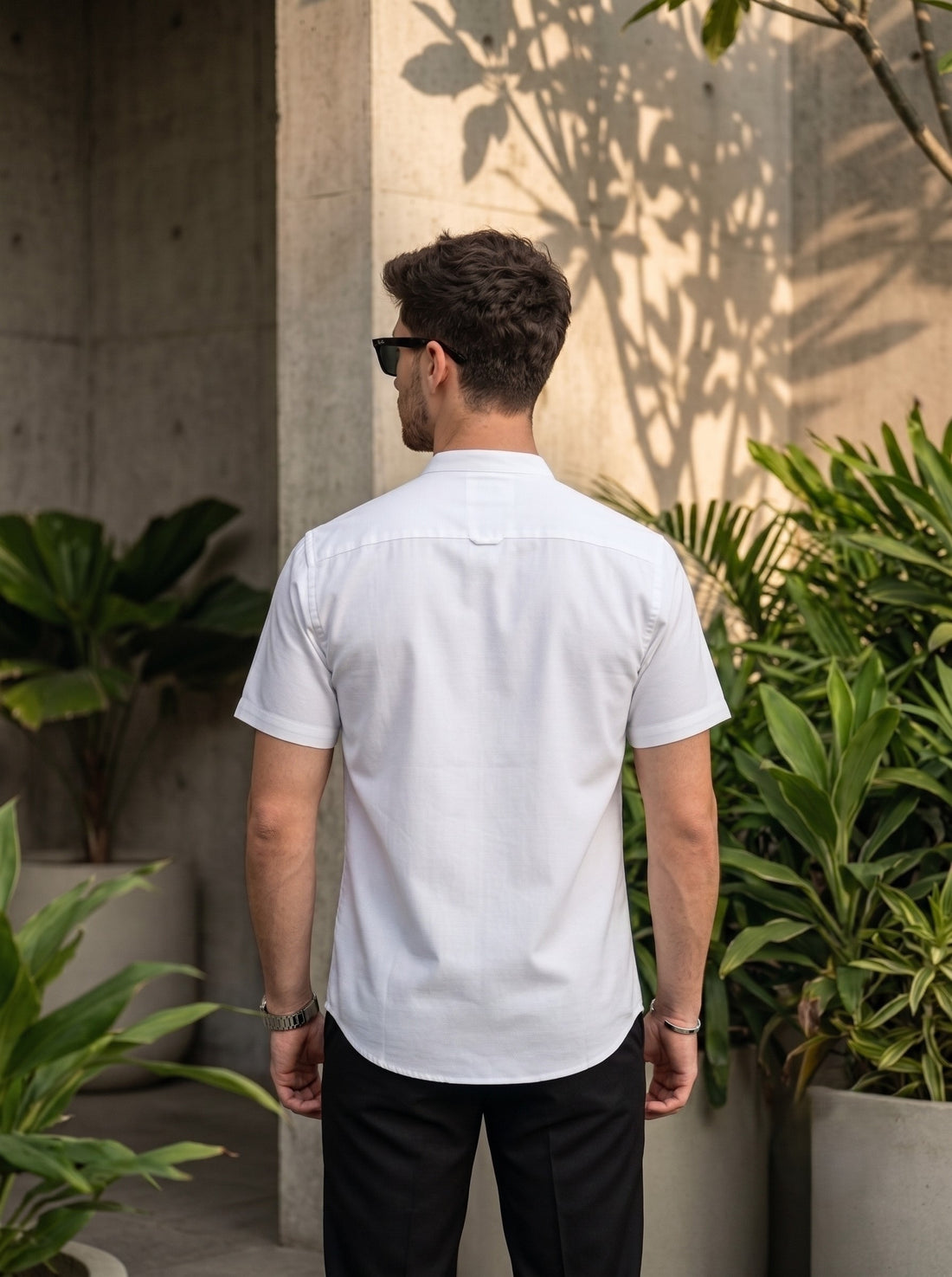 [DS-C-MG] Men's White chinese collar Cotton Shirt