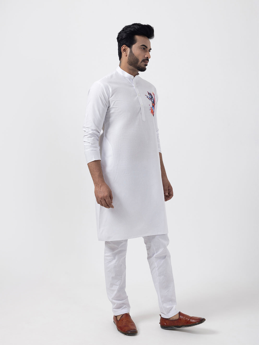 Ethnic Motifs Printed Mandarin Collar Kurta Pyjama Set