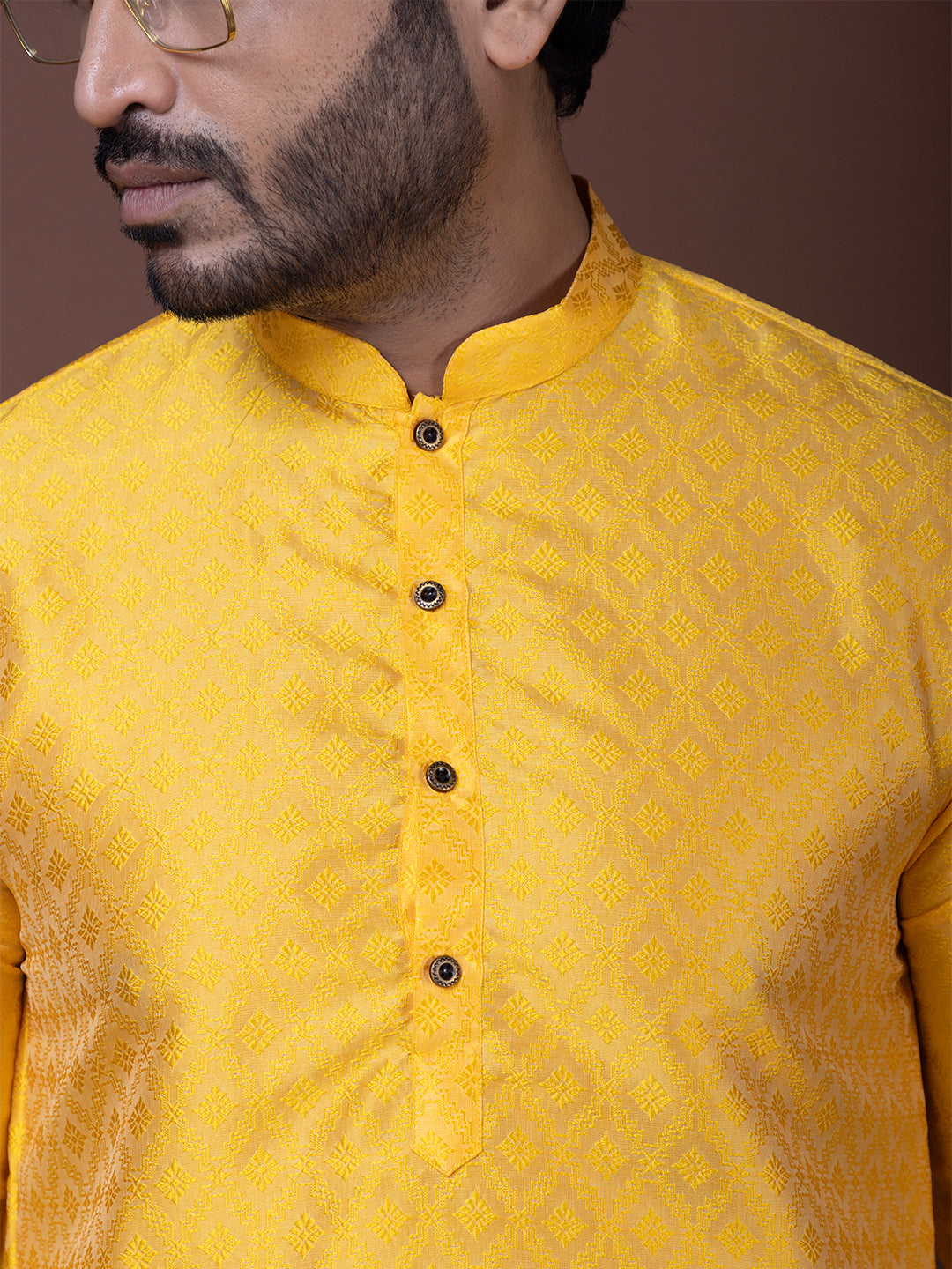 Men Woven Design Festive Straight Kurta with Pyjama
