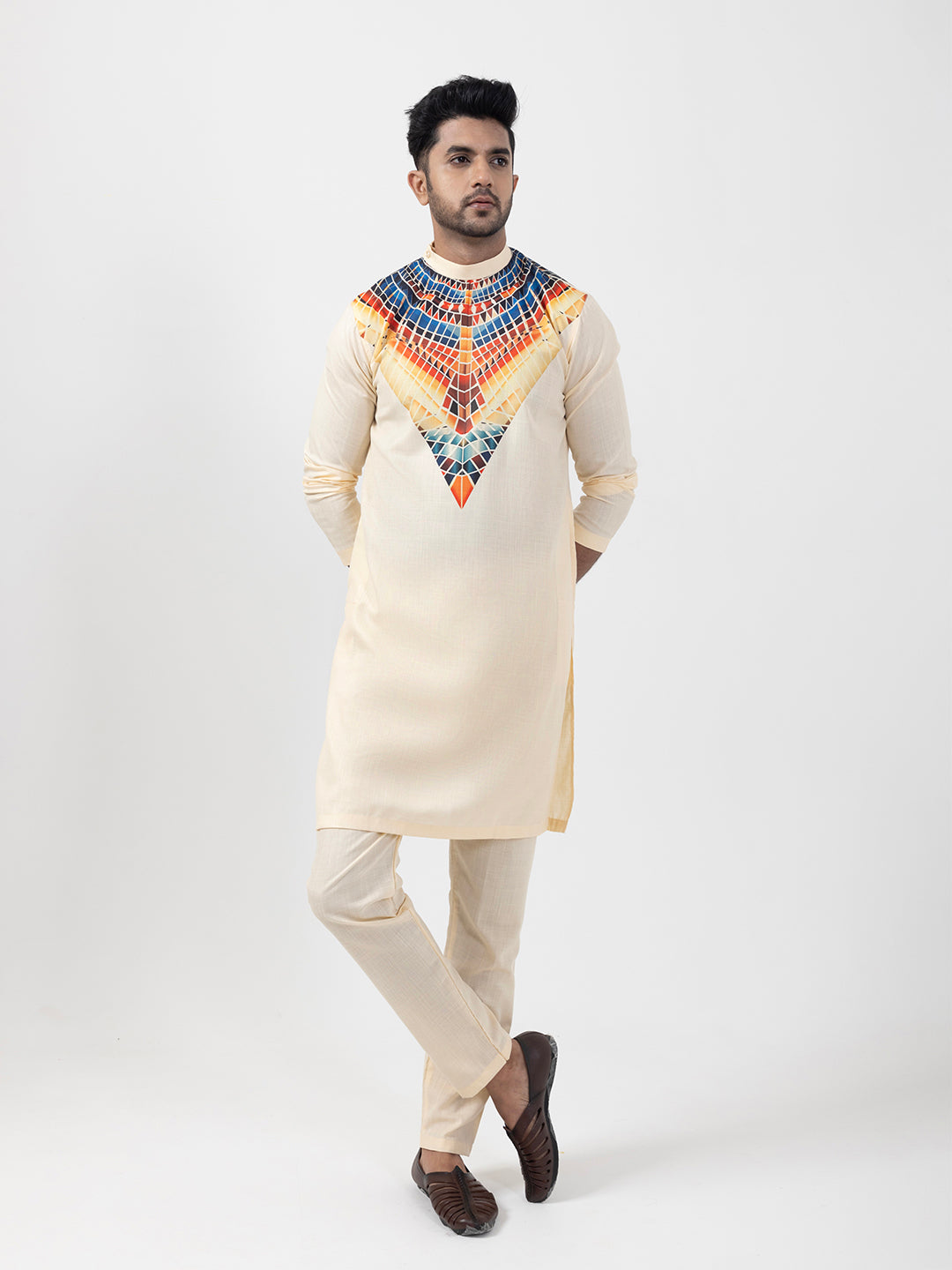 Men Ethnic Motifs Printed Cotton Straight Kurta With Pyjama Set