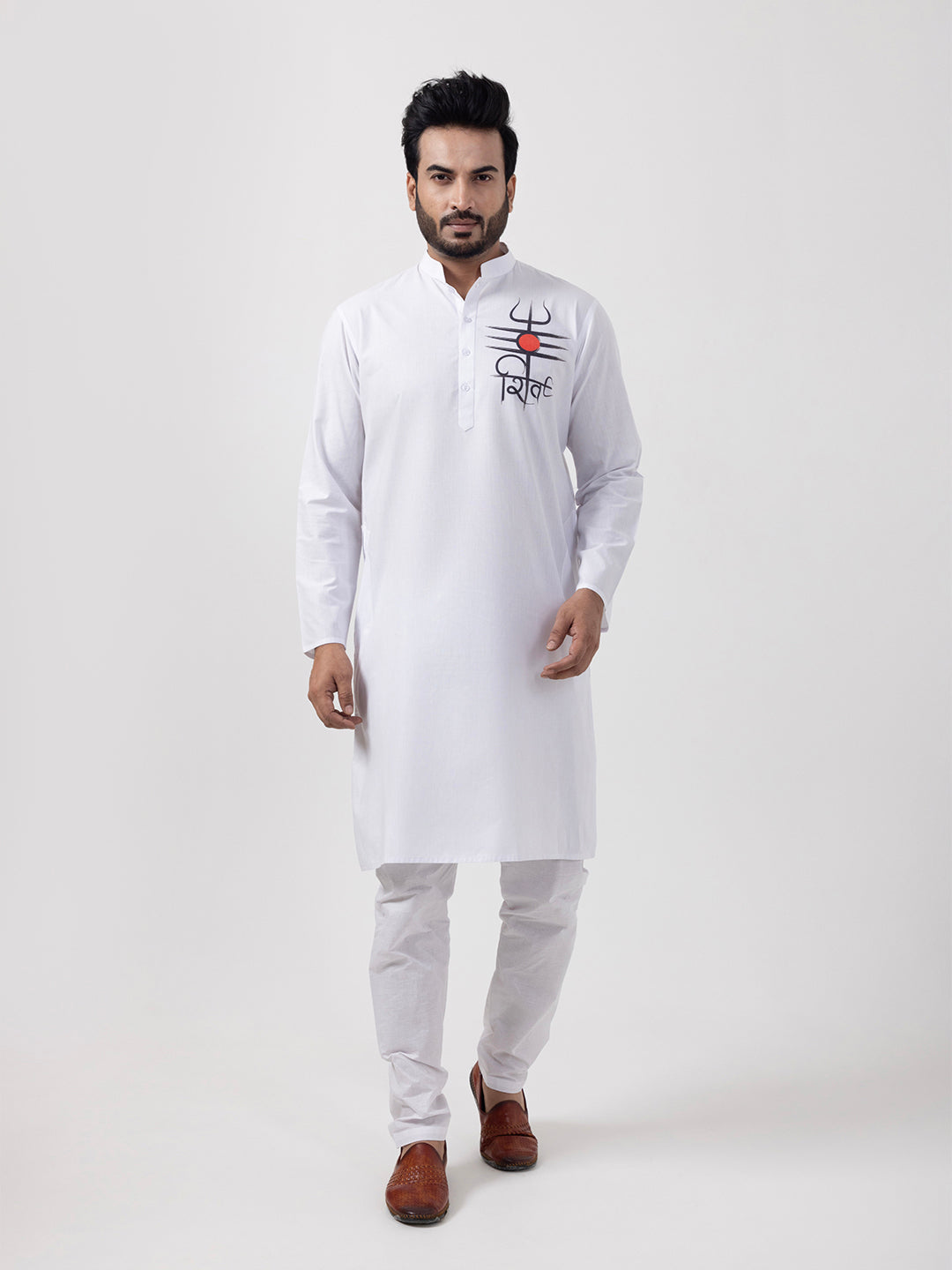 Men Ethnic Motifs Printed Mandarin Collar Cotton Kurta Pyjama Set