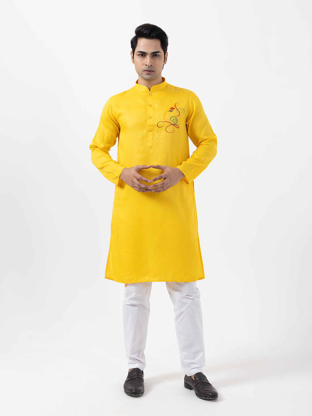 Men Yellow Ethnic Motifs Kurta With Pyjama Set