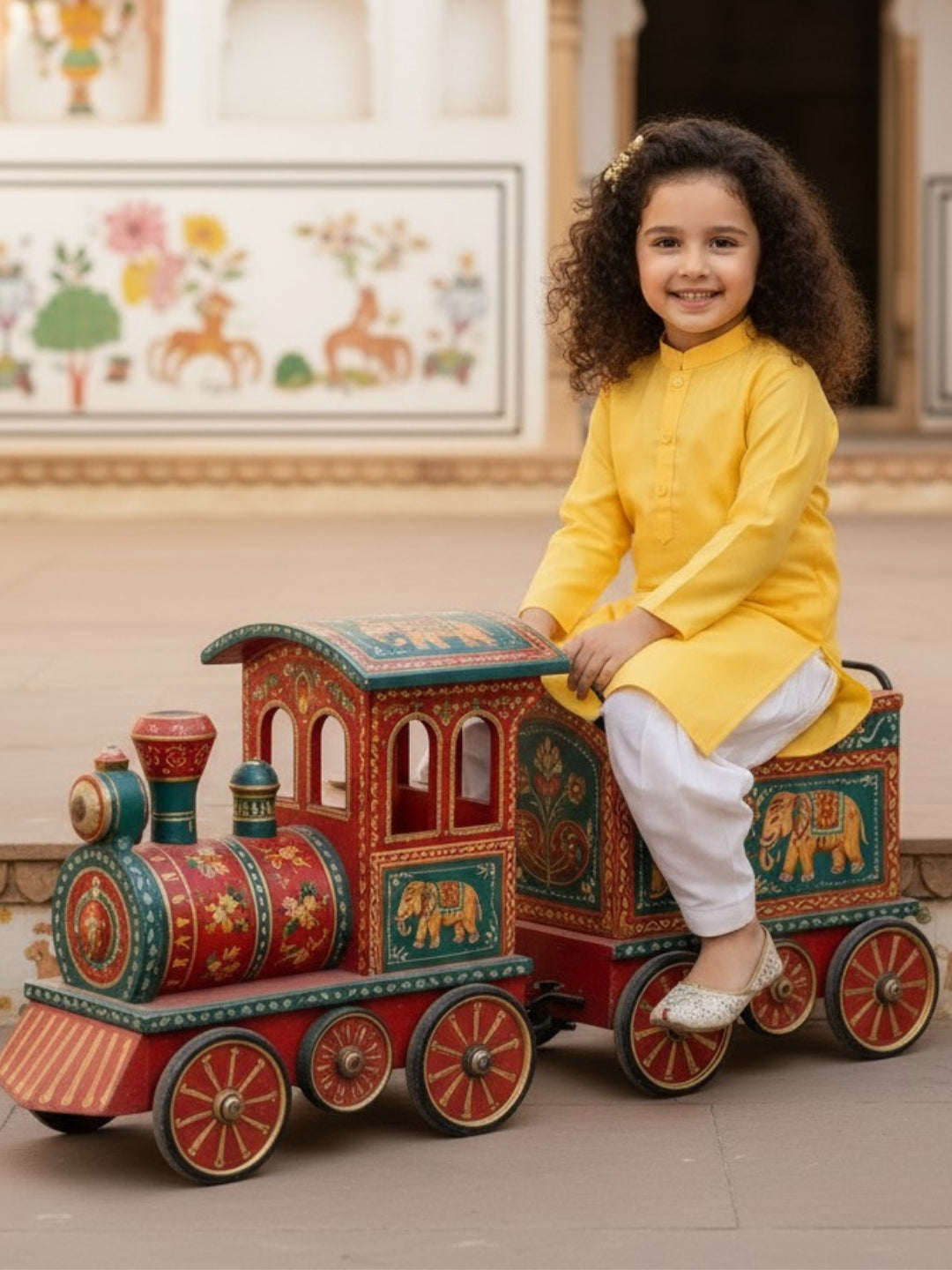 [DGKS-MG] Girls Yellow Solid Cotton Kurti Set