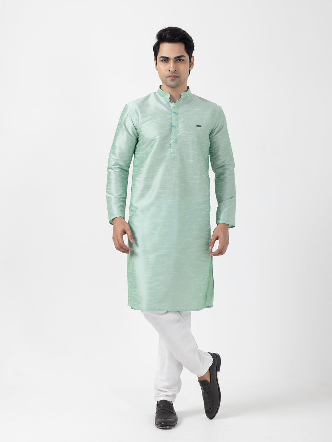 Men Dupion Silk Straight Kurta With Pyjama Set
