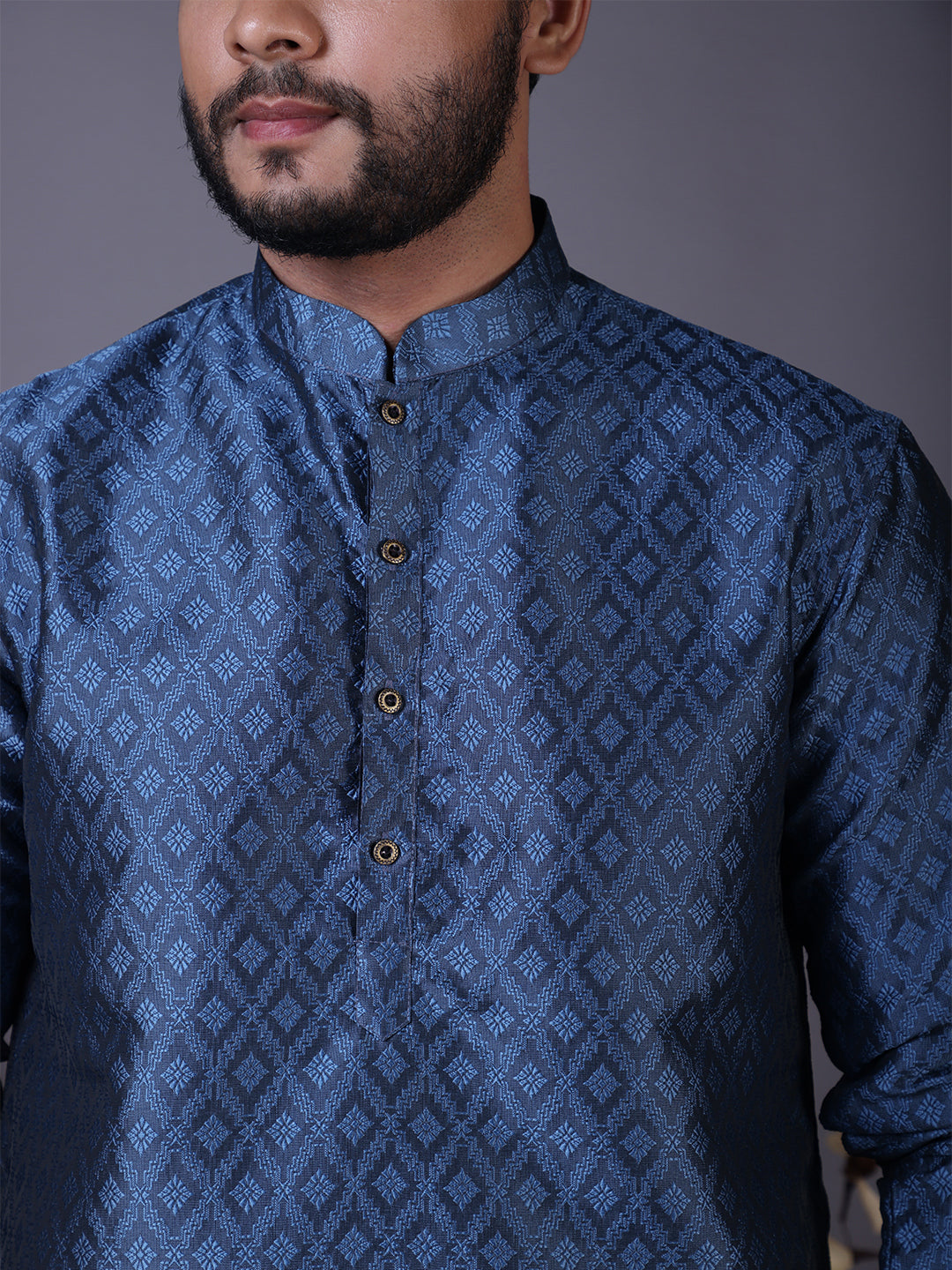 Men Woven Design Festive Straight Kurta with Pyjama
