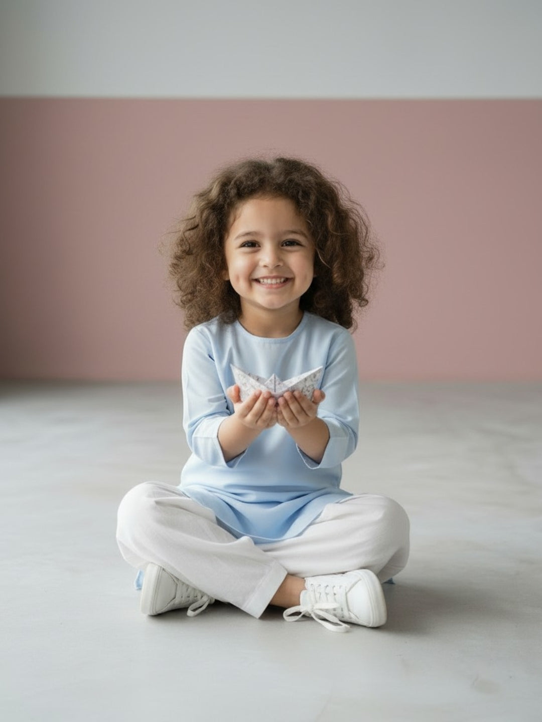 [DGKS-MG-RN] Girls Sky Blue Solid Cotton Kurti Set